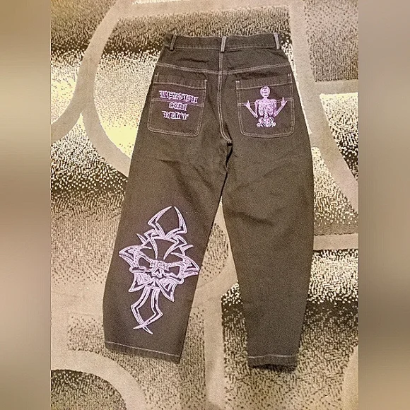 N778 HEAVEN CAN WAIT SKULL JEANS y2kパンツ Heaven Can Wait Exclusive Jeans Men XL 35x30 Pants Skull